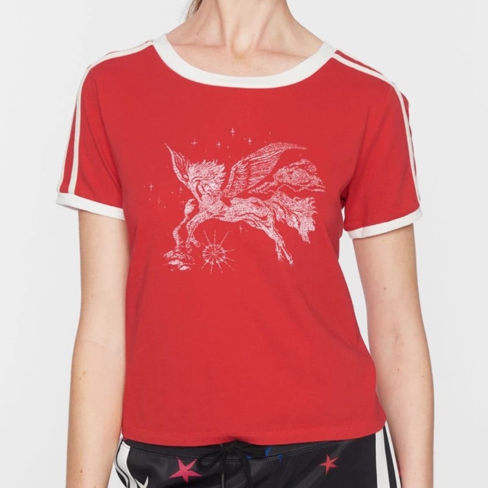 NEW: Pam & Gela Crop Ringer Tee With Stripes